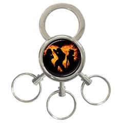 Shadow Heart Love Flame Girl Sexy Pose 3-ring Key Chain by HermanTelo