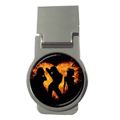 Shadow Heart Love Flame Girl Sexy Pose Money Clips (round)  by HermanTelo