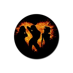 Shadow Heart Love Flame Girl Sexy Pose Rubber Coaster (round)  by HermanTelo