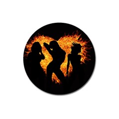 Shadow Heart Love Flame Girl Sexy Pose Magnet 3  (round) by HermanTelo