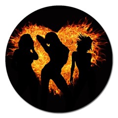 Shadow Heart Love Flame Girl Sexy Pose Magnet 5  (round) by HermanTelo