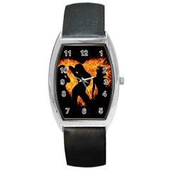 Shadow Heart Love Flame Girl Sexy Pose Barrel Style Metal Watch by HermanTelo