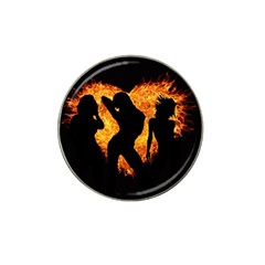 Shadow Heart Love Flame Girl Sexy Pose Hat Clip Ball Marker (4 Pack)