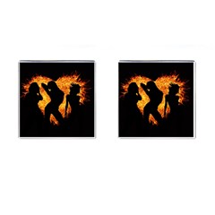 Shadow Heart Love Flame Girl Sexy Pose Cufflinks (square)