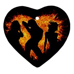 Shadow Heart Love Flame Girl Sexy Pose Heart Ornament (two Sides)