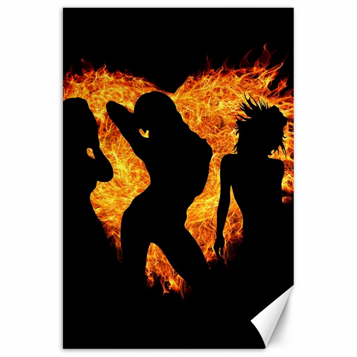 Shadow Heart Love Flame Girl Sexy Pose Canvas 20  x 30 