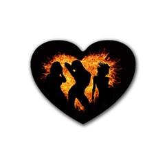 Shadow Heart Love Flame Girl Sexy Pose Heart Coaster (4 Pack) 