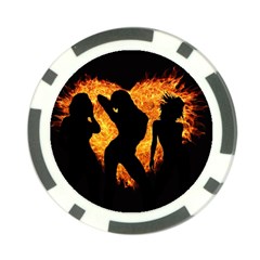 Shadow Heart Love Flame Girl Sexy Pose Poker Chip Card Guard