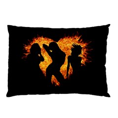 Shadow Heart Love Flame Girl Sexy Pose Pillow Case by HermanTelo