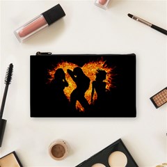 Shadow Heart Love Flame Girl Sexy Pose Cosmetic Bag (small)