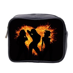 Shadow Heart Love Flame Girl Sexy Pose Mini Toiletries Bag (two Sides)