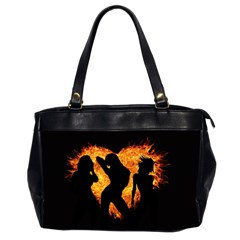 Shadow Heart Love Flame Girl Sexy Pose Oversize Office Handbag (2 Sides)