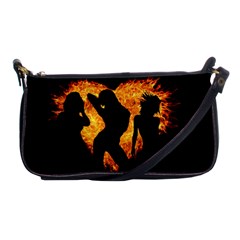 Shadow Heart Love Flame Girl Sexy Pose Shoulder Clutch Bag