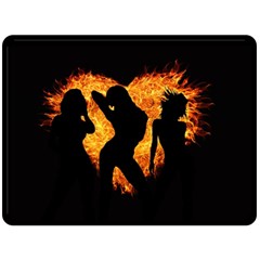 Shadow Heart Love Flame Girl Sexy Pose Fleece Blanket (large)  by HermanTelo