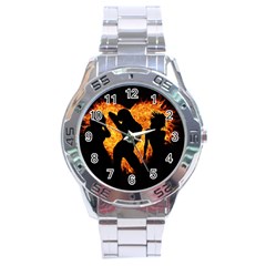 Shadow Heart Love Flame Girl Sexy Pose Stainless Steel Analogue Watch