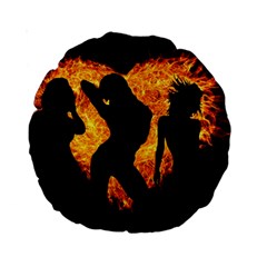 Shadow Heart Love Flame Girl Sexy Pose Standard 15  Premium Round Cushions