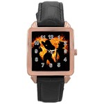 Shadow Heart Love Flame Girl Sexy Pose Rose Gold Leather Watch  Front