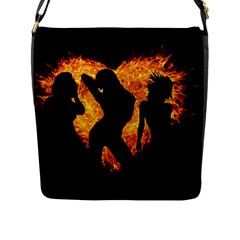 Shadow Heart Love Flame Girl Sexy Pose Flap Closure Messenger Bag (l) by HermanTelo