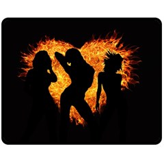 Shadow Heart Love Flame Girl Sexy Pose Double Sided Fleece Blanket (medium)  by HermanTelo