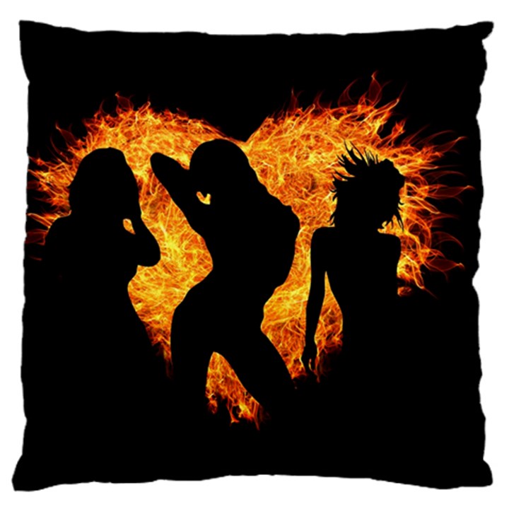 Shadow Heart Love Flame Girl Sexy Pose Large Flano Cushion Case (Two Sides)