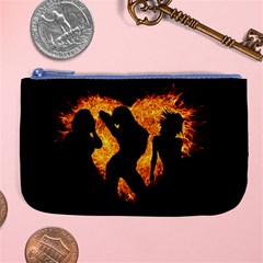 Shadow Heart Love Flame Girl Sexy Pose Large Coin Purse by HermanTelo