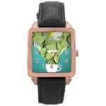 Illustrations Drink Rose Gold Leather Watch  Front