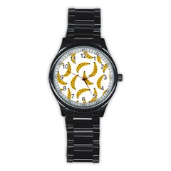 Banana Fruit Yellow Summer Stainless Steel Round Watch by Mariart