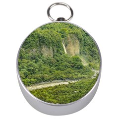 Amazonia Landscape, Banos, Ecuador Silver Compasses by dflcprintsclothing