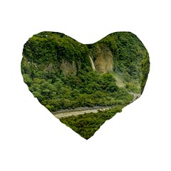 Amazonia Landscape, Banos, Ecuador Standard 16  Premium Flano Heart Shape Cushions by dflcprintsclothing