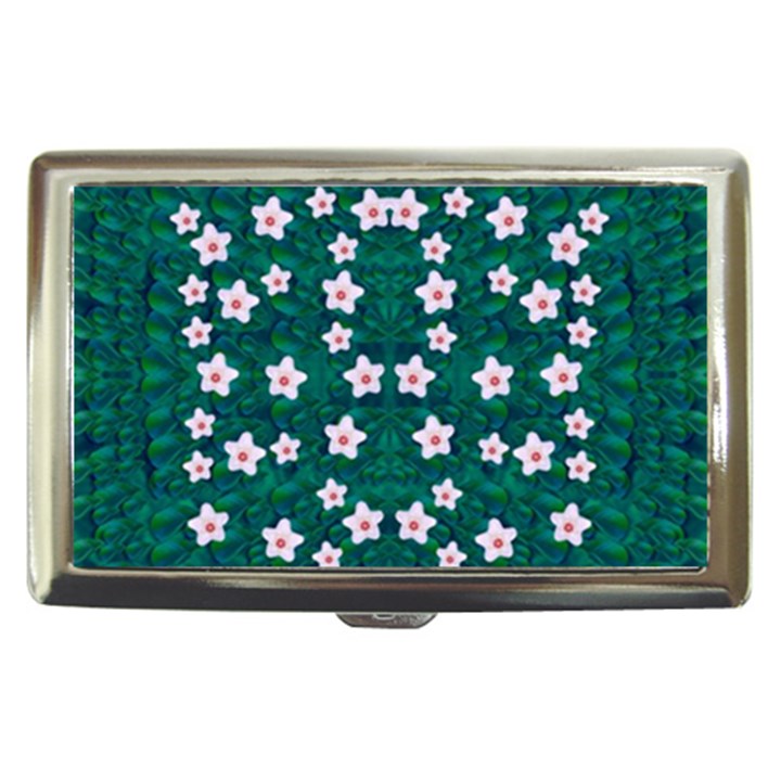 Porcelain Flowers  On Leaves Cigarette Money Case