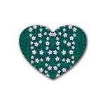 Porcelain Flowers  On Leaves Heart Coaster (4 pack)  Front