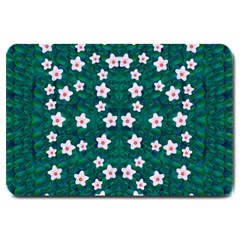 Porcelain Flowers  On Leaves Large Doormat  by pepitasart