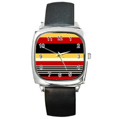 Contrast Yellow With Red Square Metal Watch by tmsartbazaar