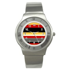 Contrast Yellow With Red Stainless Steel Watch by tmsartbazaar