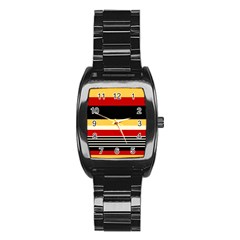 Contrast Yellow With Red Stainless Steel Barrel Watch by tmsartbazaar