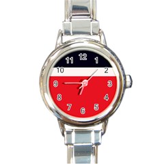 Navy Blue With Red Round Italian Charm Watch by tmsartbazaar