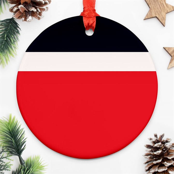 Navy Blue With Red Ornament (Round)