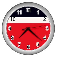 Navy Blue With Red Wall Clock (silver) by tmsartbazaar