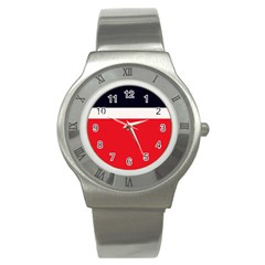 Navy Blue With Red Stainless Steel Watch by tmsartbazaar