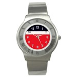 Navy Blue With Red Stainless Steel Watch Front