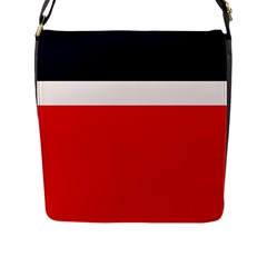 Navy Blue With Red Flap Closure Messenger Bag (l) by tmsartbazaar