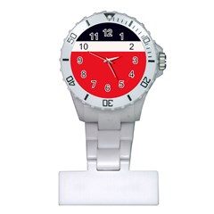 Navy Blue With Red Plastic Nurses Watch by tmsartbazaar