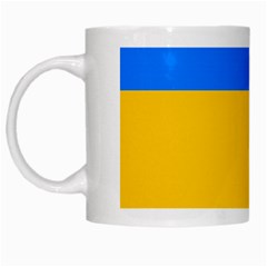 Bright Yellow With Blue White Mugs by tmsartbazaar