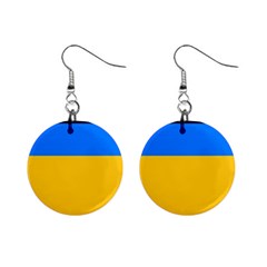 Bright Yellow With Blue Mini Button Earrings by tmsartbazaar