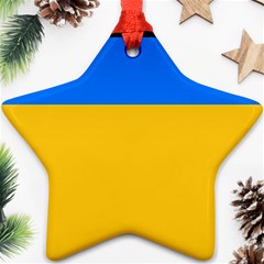 Bright Yellow With Blue Star Ornament (two Sides) by tmsartbazaar