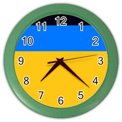 Bright Yellow With Blue Color Wall Clock by tmsartbazaar