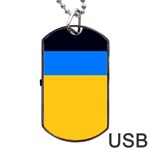 Bright Yellow With Blue Dog Tag USB Flash (One Side) Front