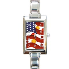 Flage Save Usa Corona Rectangle Italian Charm Watch by HermanTelo