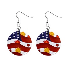 Flage Save Usa Corona Mini Button Earrings by HermanTelo