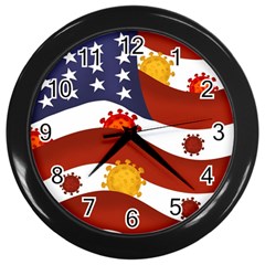 Flage Save Usa Corona Wall Clock (black) by HermanTelo